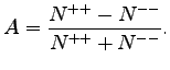 $\displaystyle A = \frac{N^{++} - N^{--}}{N^{++} + N^{--}}.$